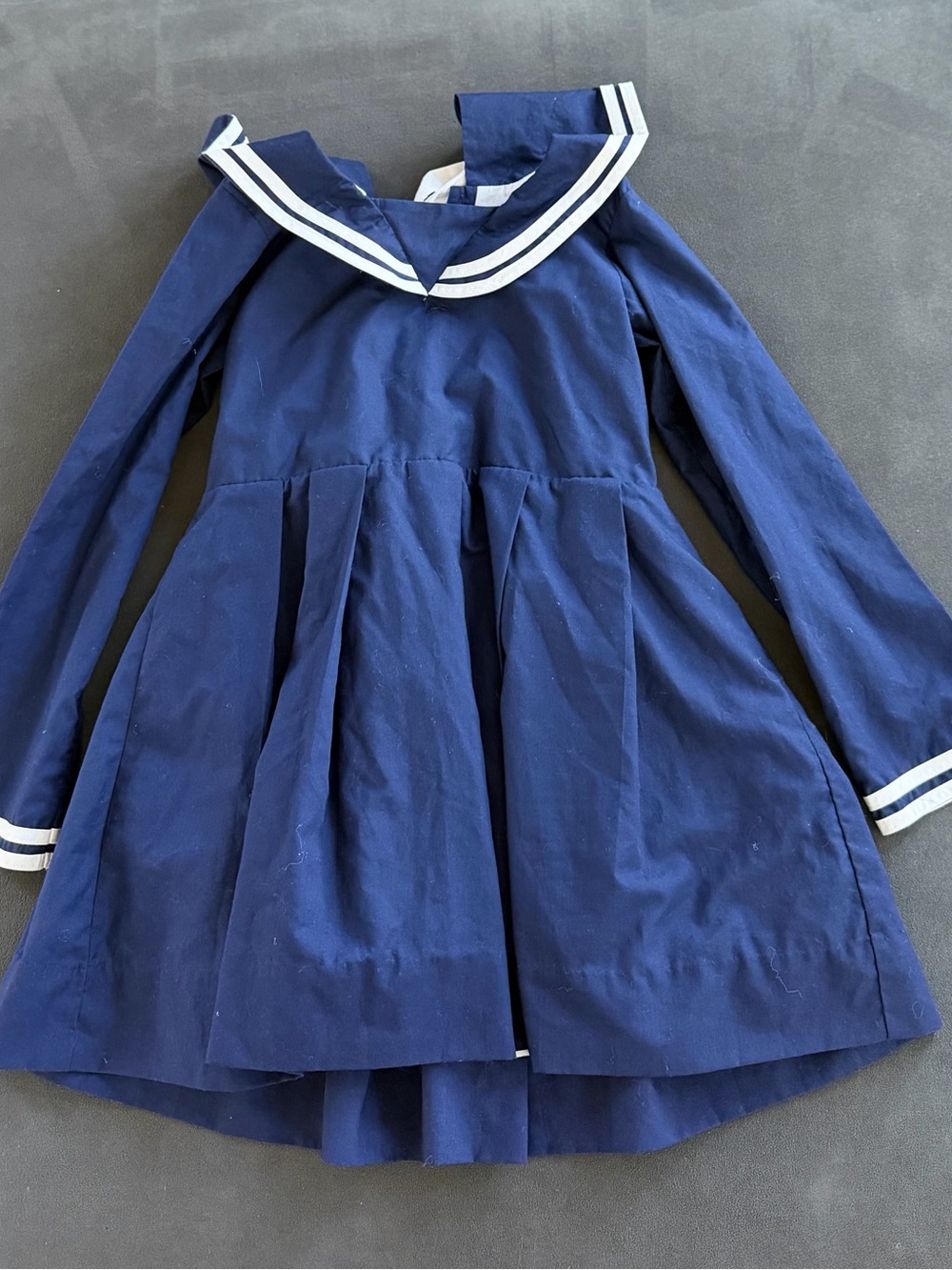 Navy Sailor-Style Girls' Pleated Casual Dress